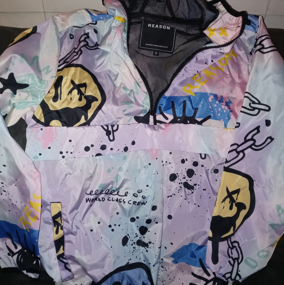 Reason punk smiley face jacket (nwot)